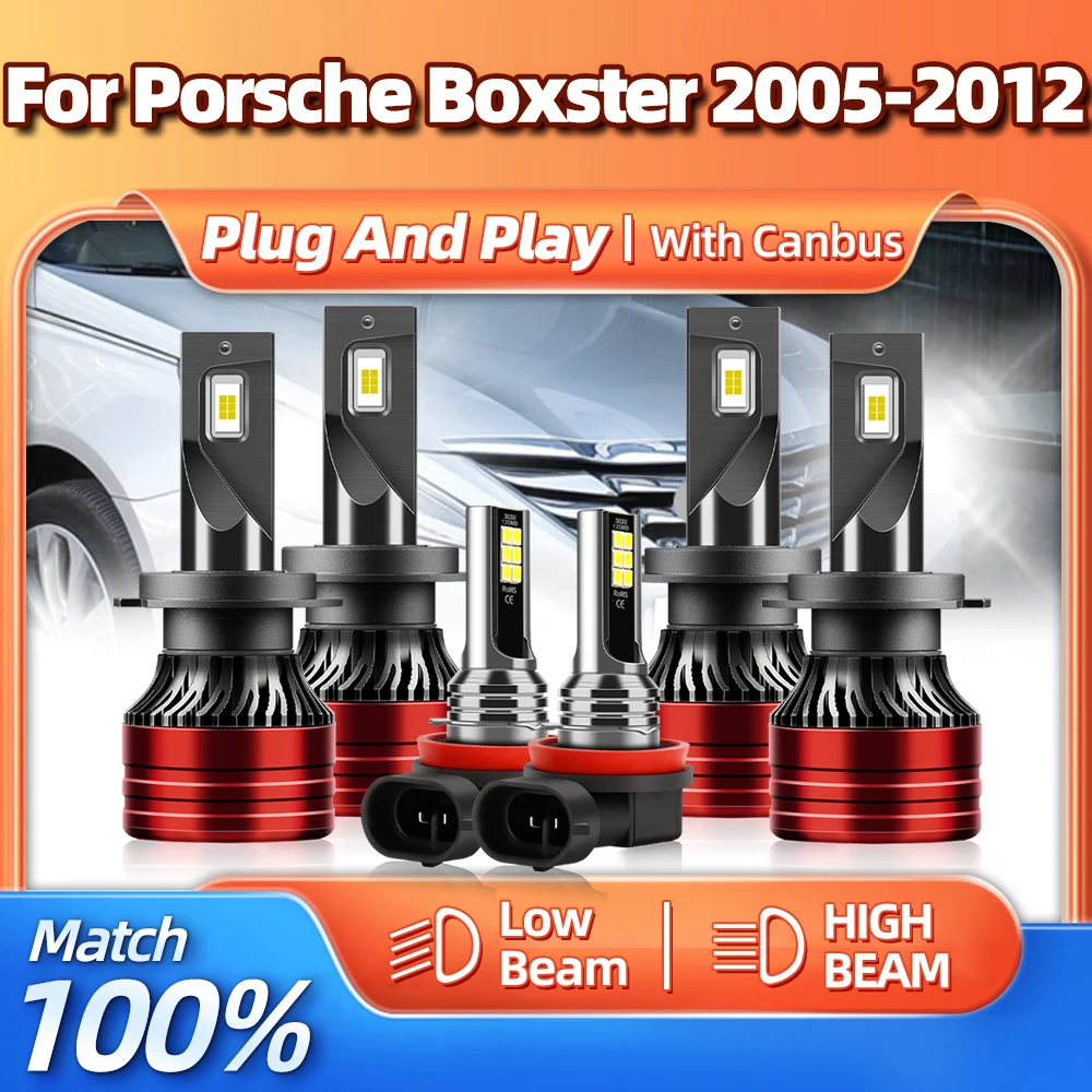

60000LM Canbus Led Car Headlights 360W Turbo Lamp 6000K White 12V Fog Light For Porsche Boxster 2005-2008 2009 2010 2011 2012