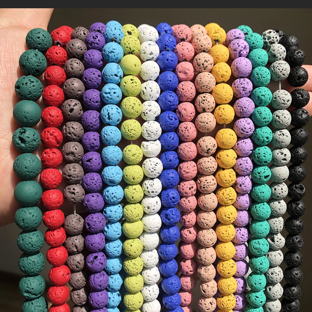 Бусины Из Натурального Гематита и вулканического камня круглые