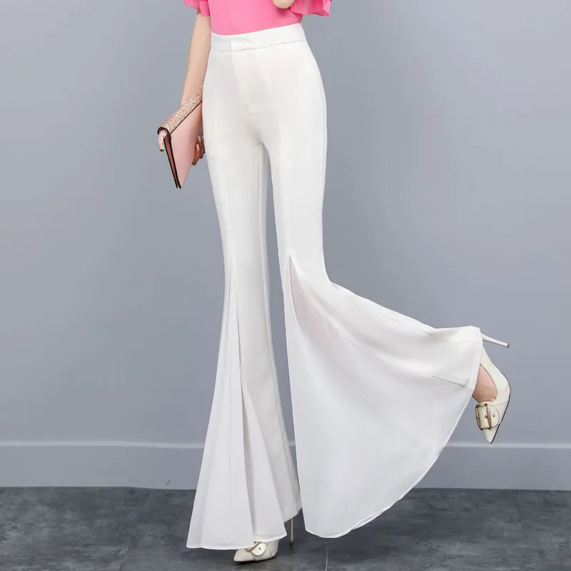 

Flare Pants Korean Style 2023 Summer New Chiffon Loose High Waist Wide Leg Casual Pants Flared Pants Women Femme 982B