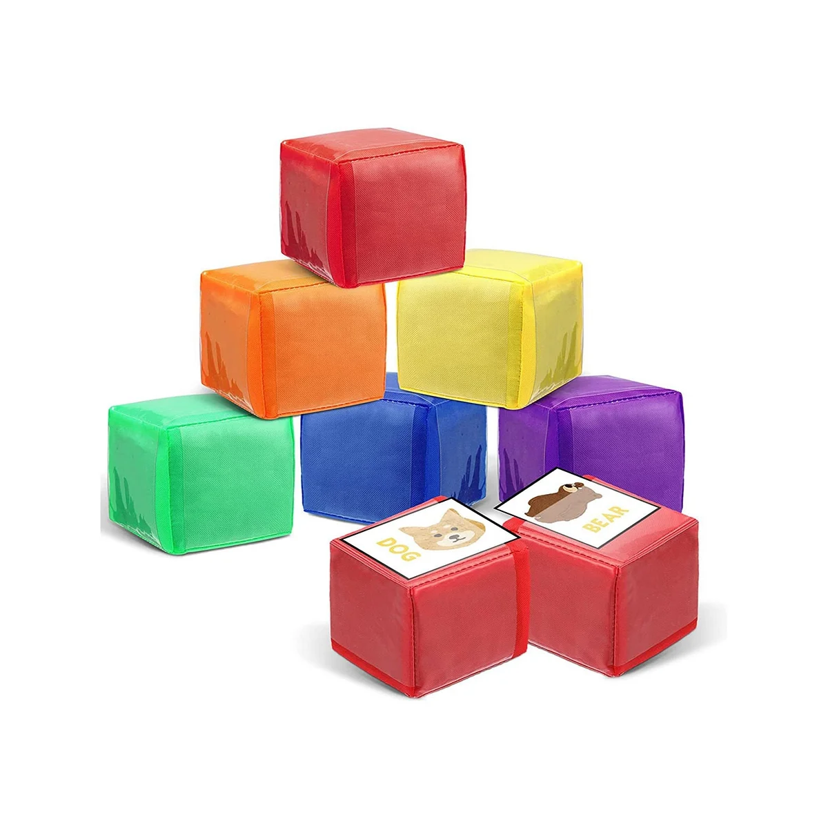 

6PCS DIY Educational Game Dice Learning Dice Set with 6 Sides Clear Pocket Photo Pocket