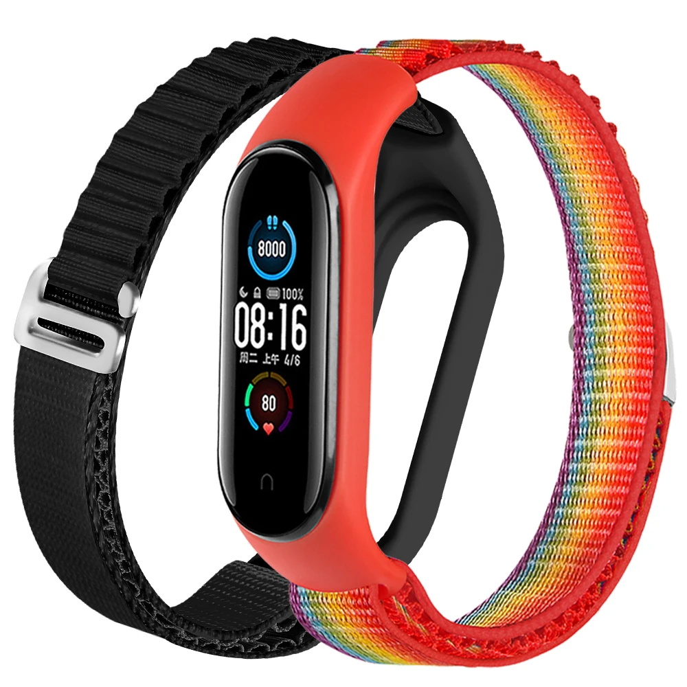 

Nylon Loop Strap for xiaomi mi band 7 6 Bracelet correa Replacement Watchband Miband Sport Braided Wristband Mi Band 3 4 5 6 7