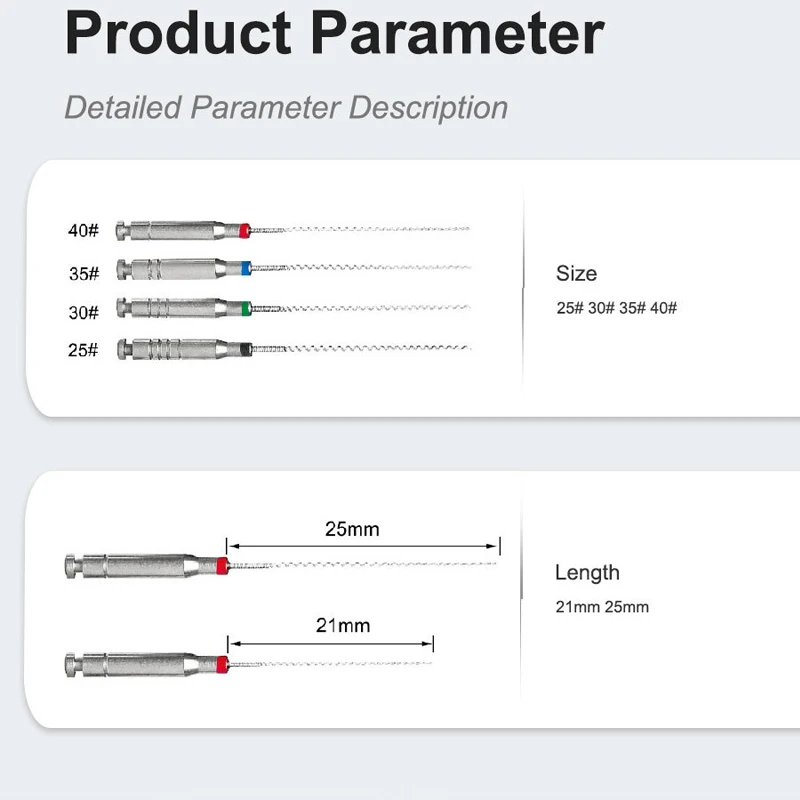 Фото TJDent 4 шт./кор., стоматологические роторные держатели пасты, спиральный наполнитель, Lentulo, различная паста для наполнения двигателя, стоматологический инструмент 21/25 мм 25 # -40 # №3