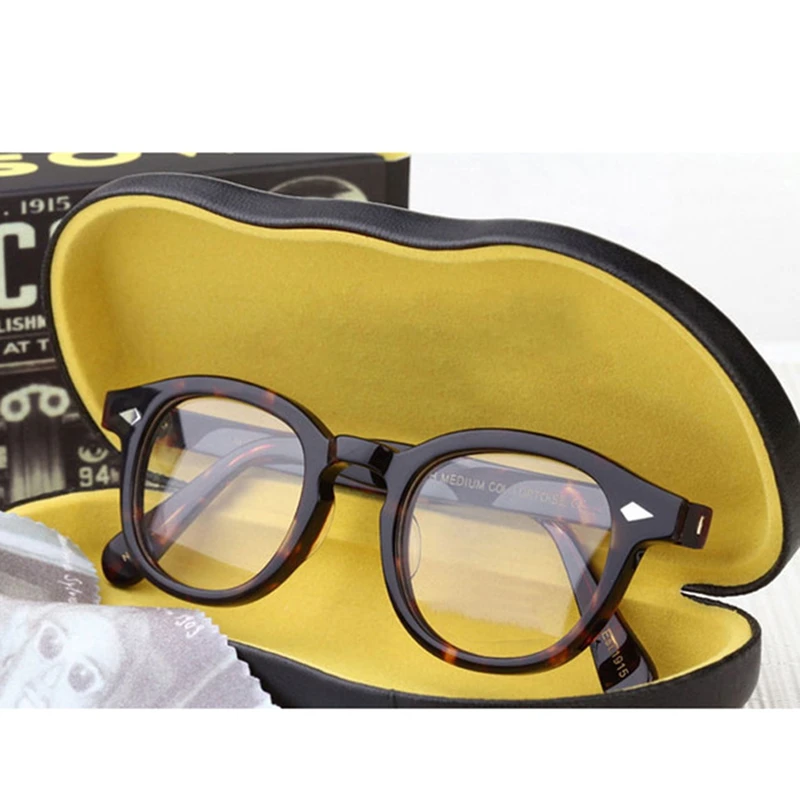 Johnny Depp Glasses Men Women Computer Goggles Brand Design Vintage Acetate Optical Glasses Frame Male Business Eyeglasses Box