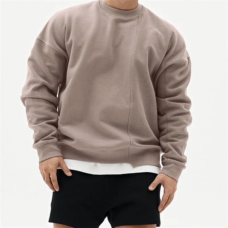 

2022 autumn new solid color round neck sweater Korean version of the tide brand loose large size youth all-match drop-shoulder p