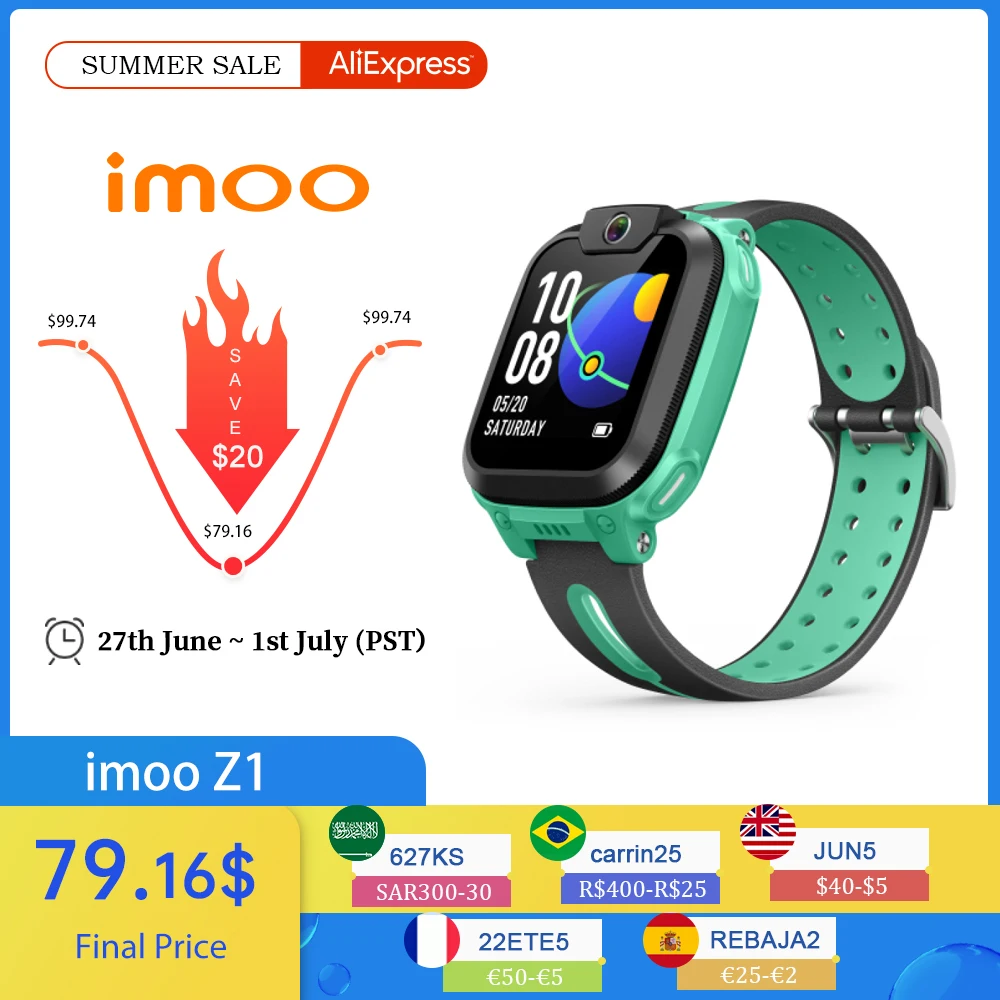 

imoo Watch Phone Z1 4G Kids Smart Watch with Video & Call Long-lasting Standy Real-time GPS Positioning,IPX8 Waterproof