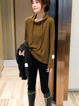 

2022Green cardigan hooded sweater jacket women's spring and autumn thin section small top temperament all-match