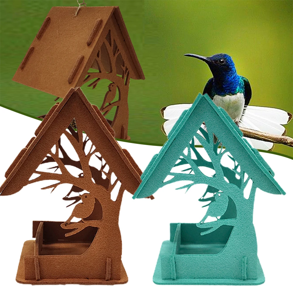 

Newly House-shaped Felt Cloth Bird Feeder Rounded Roof Design Tree Hanging Feeder For Garden Backyard Décoration De Jardin