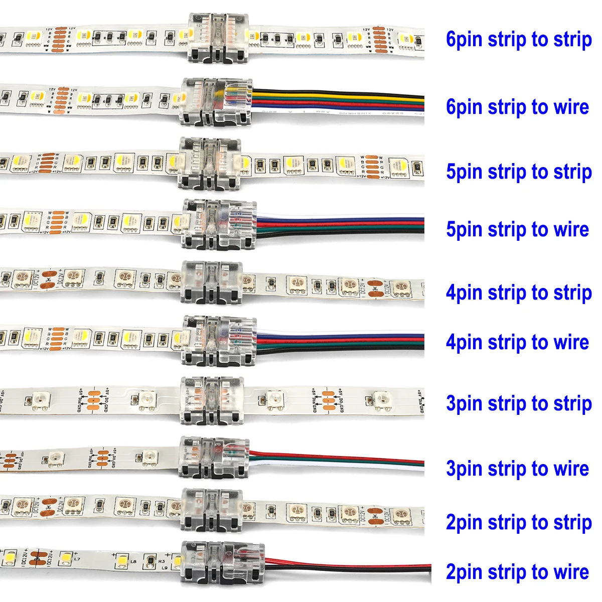 1/3pcs LED Connector 2/3/4/5/6 Pin LED Strip Connector For SMD 5050 RGB RGBW RGBWW CCT WS2812B LED Strip Wire Connection Splice