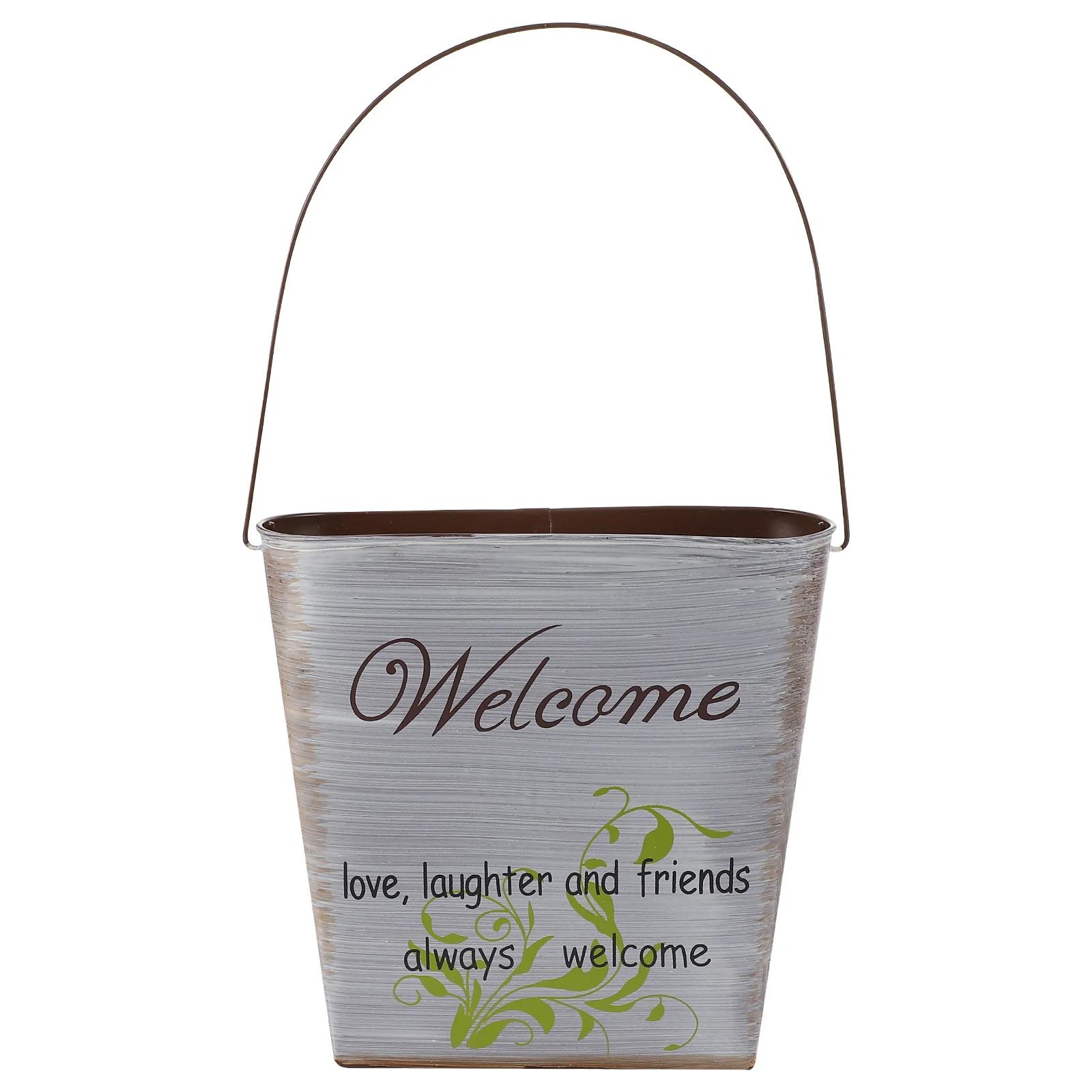 

Hanging Planter Flower Holder Bucket Wall Iron Planters Metal Rustic Pots Vase Basket Galvanized Pot Balcony Fence Flowers Patio