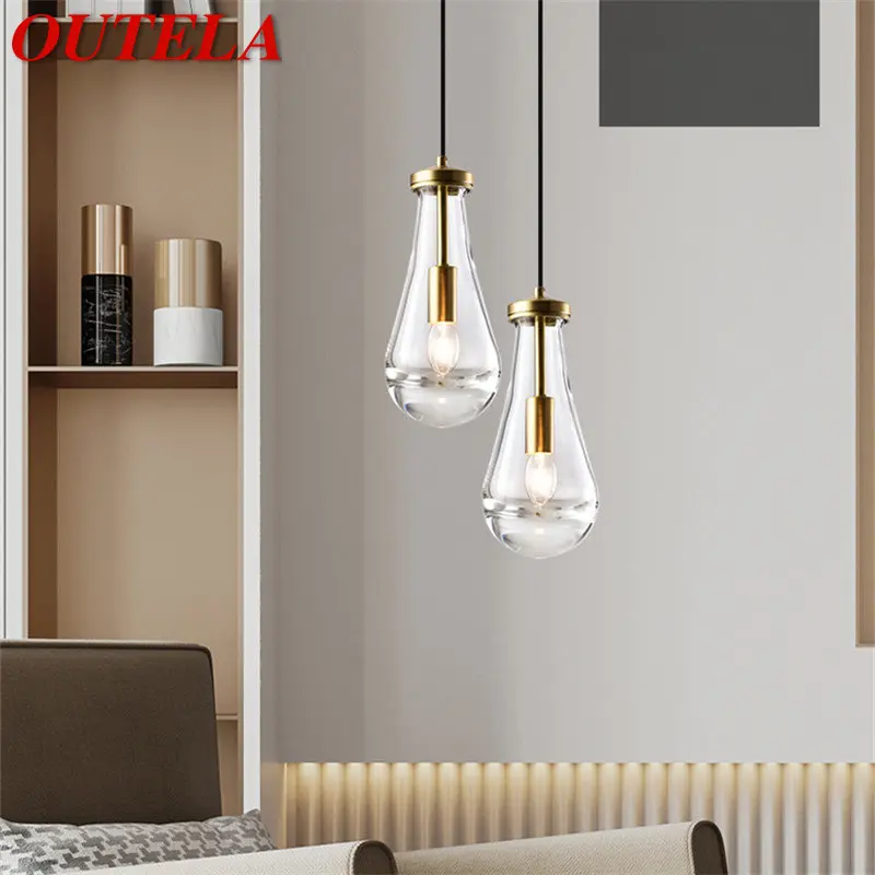 

OUTELA Modern Crystal Hanging Pendant Light LED Brass Creative Simply Nordic Chandelier Lamp For Home Dining Room Bedroom