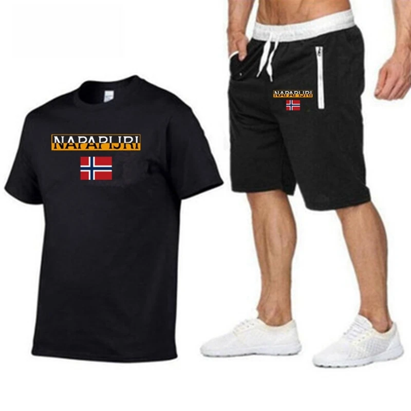 2023 Summer T-Shirt And Pants 2 Piece Sets Men's Casual Sports Suit Brand Sportswear Pure Cotton Jogging Fashion Men Clothing