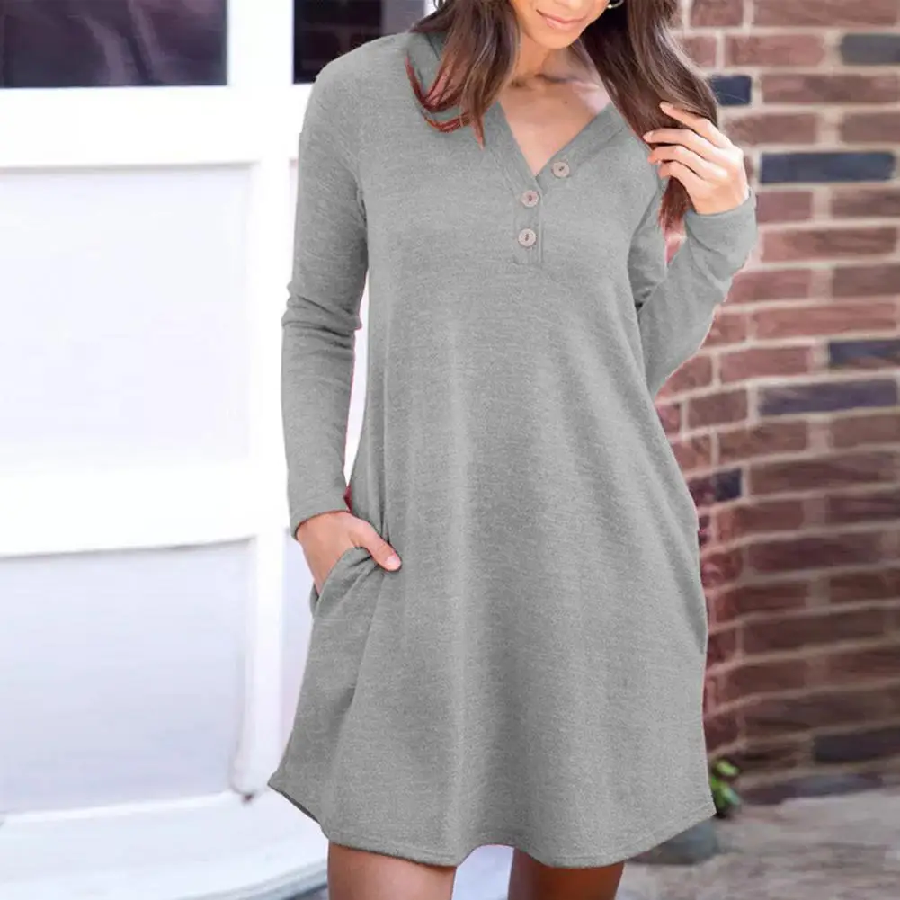 

Casual Loose-fitting All Match Mini Dress T-shirt Dress Spring Autumn Irregular Hem