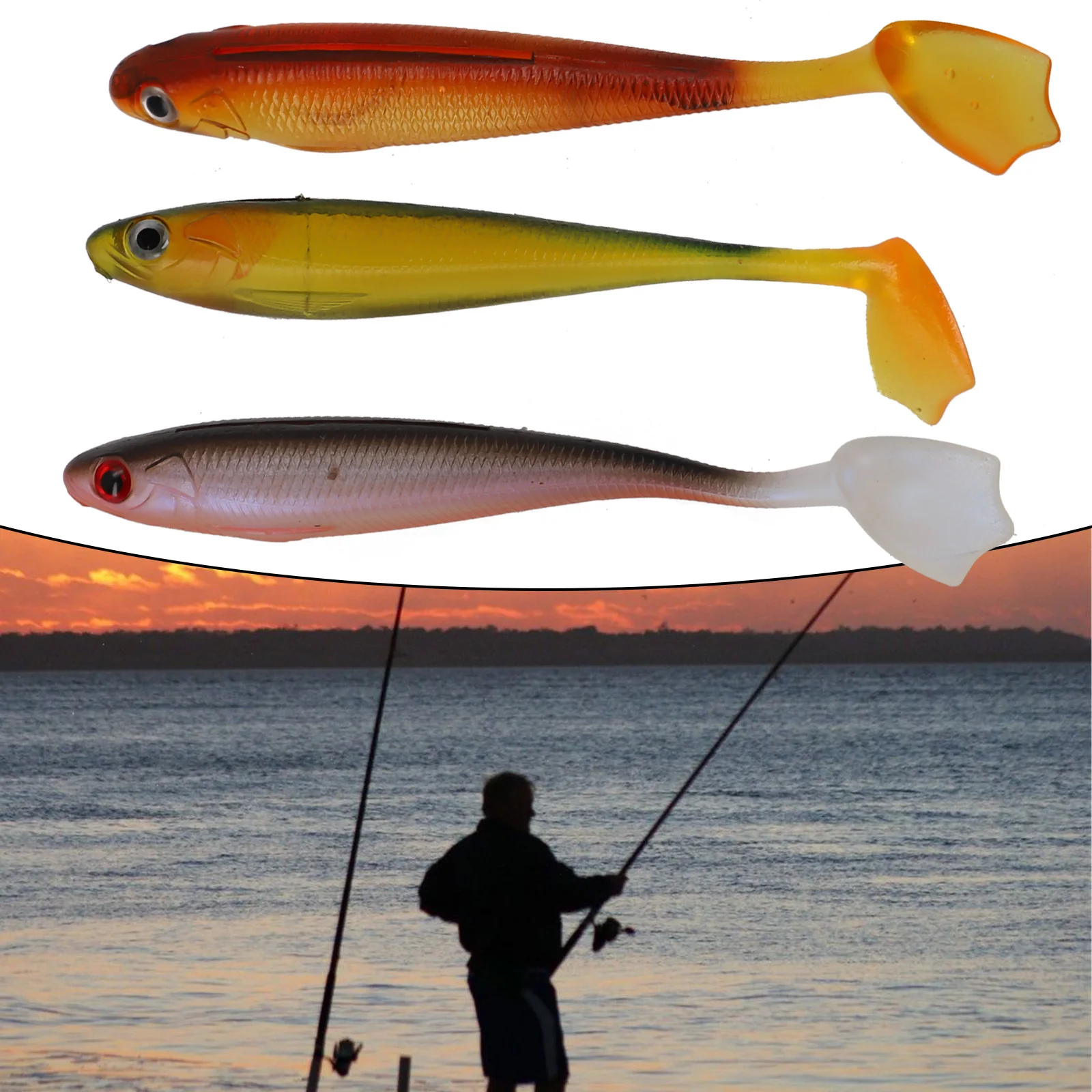 

1pcs Silicone Soft Bait Wobbler Tail Lure Artificial Swim Bait Moving Bait Fishing Accessories Fitings Replacement 9cm 5g