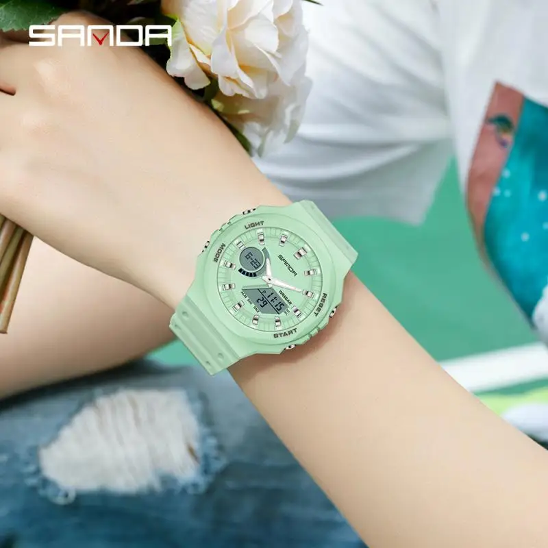 SANDA 2022 Новые повседневные женские часы модные роскошные Цифровые кварцевые для