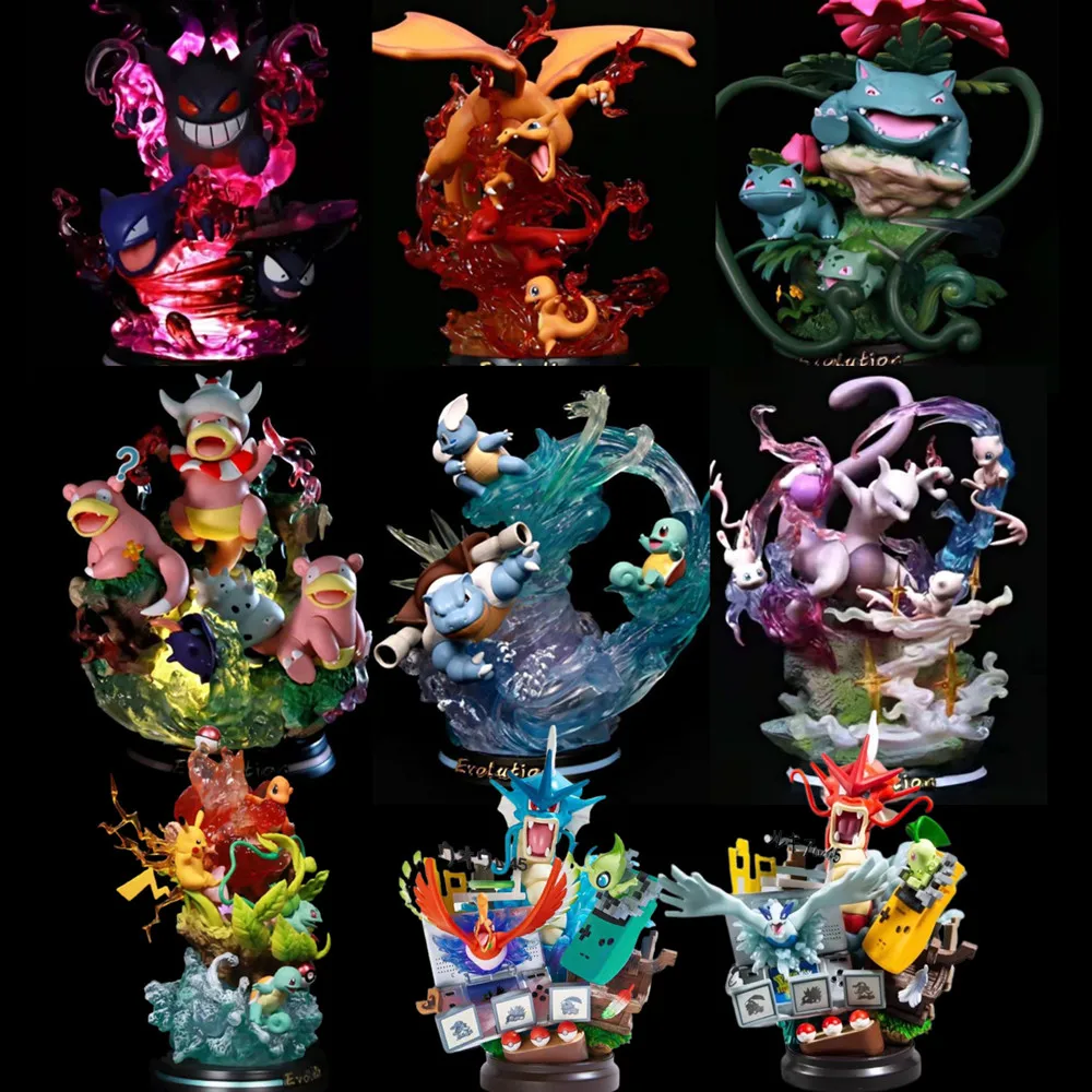 

Pokemon Anime Figures Evolution Slowpoke Ash Ketchum Gengar Charizard Blastoise PVC Action Figurin Toys Gyarados 25cm Doll Figma