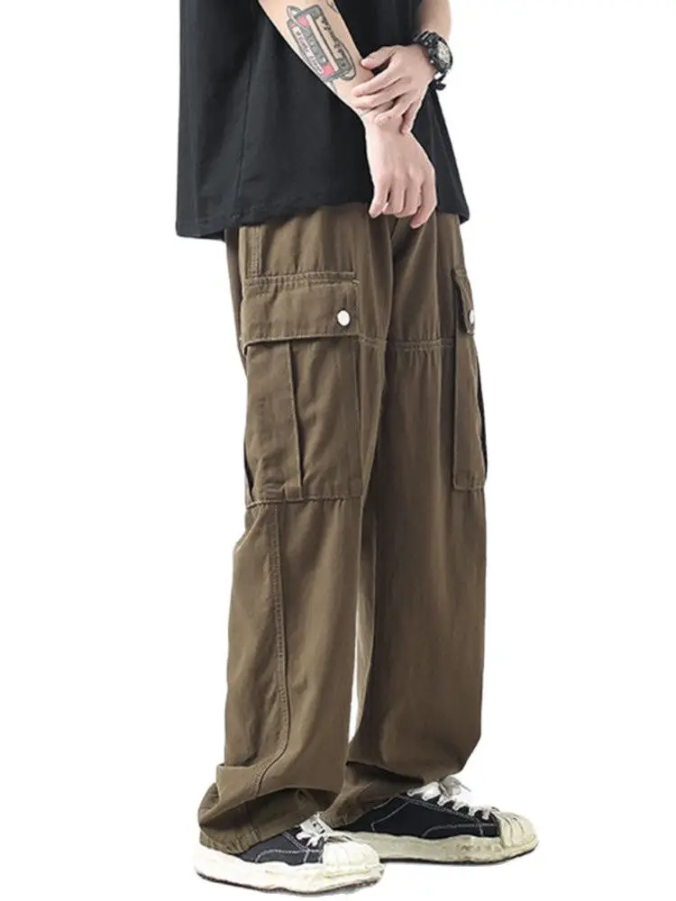 

Cotton Cargo Pants Men Fashion Casual Pocket Casual Pants Men Streetwear Wild Loose Hip-hop Straight Pants Mens Trousers M-2XL