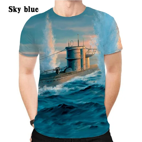 Полиэстерная футболка с 3D-принтом подводной лодки