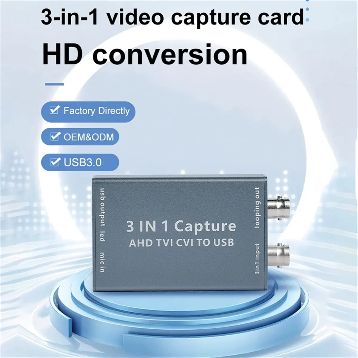 Фото AIishan Карта видеозахвата AHD Видеокарта TVI CVI к USB 3.0 1080P 60fps Коробка записи видео для прямой трансляции TVI CVI Видеокарта №5