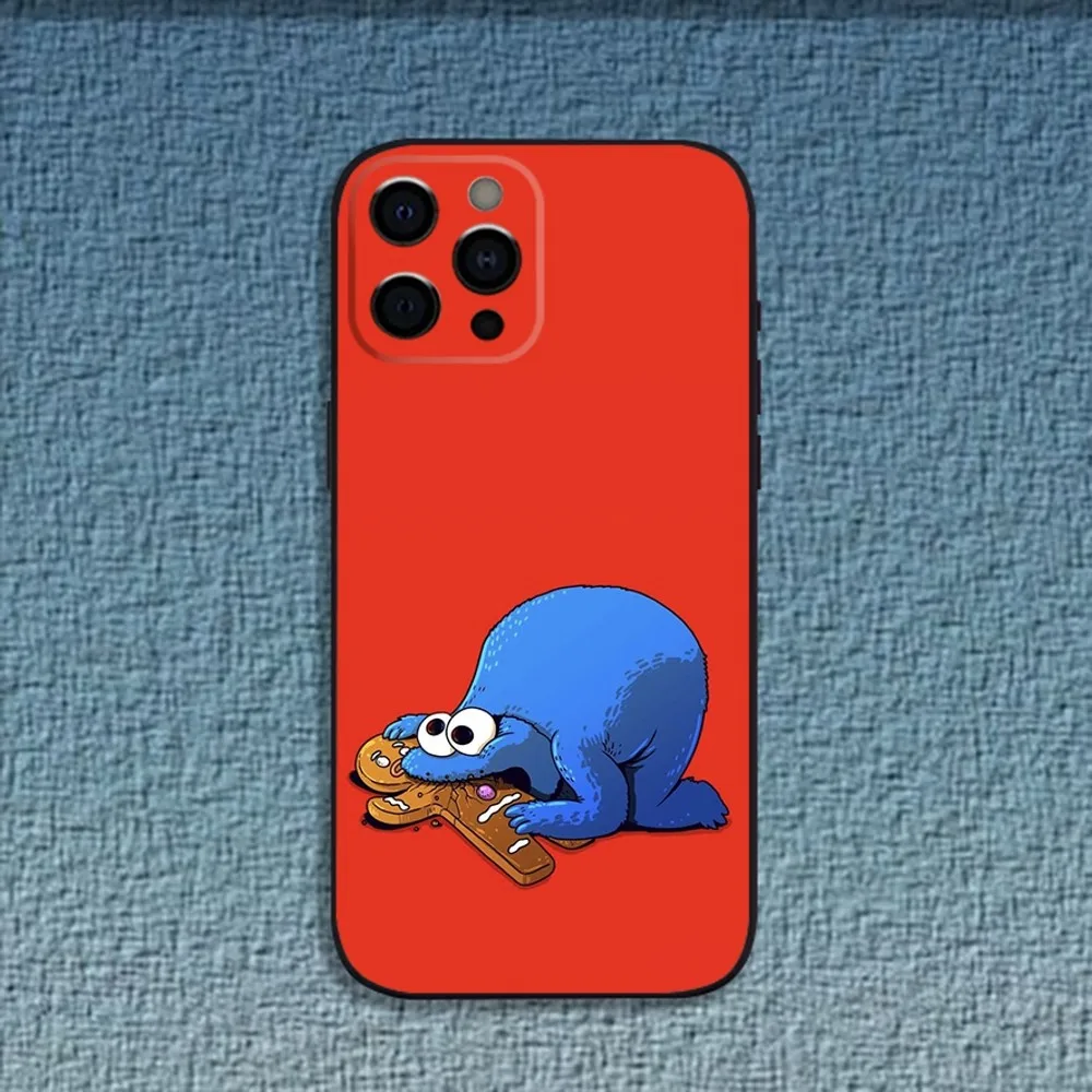 Забавный чехол для телефона C-Cookie-M-Monster iPhone 16 15 14 13 12 11 Pro X XS Max XR Plus мягкий черный