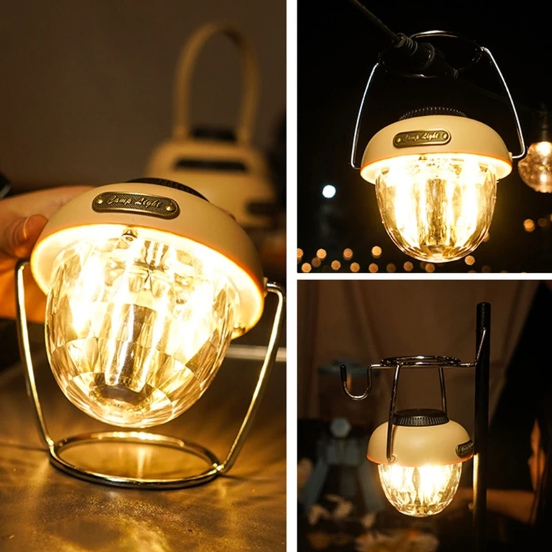 

Rechargeable Camping Lanterns Vintage Tent Lighting Lantern Atmosphere Camping Lights Waterproof for Outdoor Garden Lawn 87HA