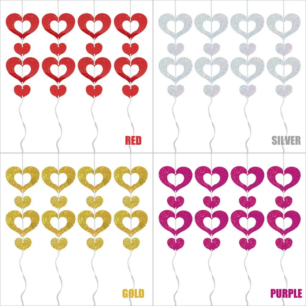 

Ornament Wedding Hang Decoration Laser Sequined Balloon Pendant Valentines Day Hanging String Red Hearts Garland
