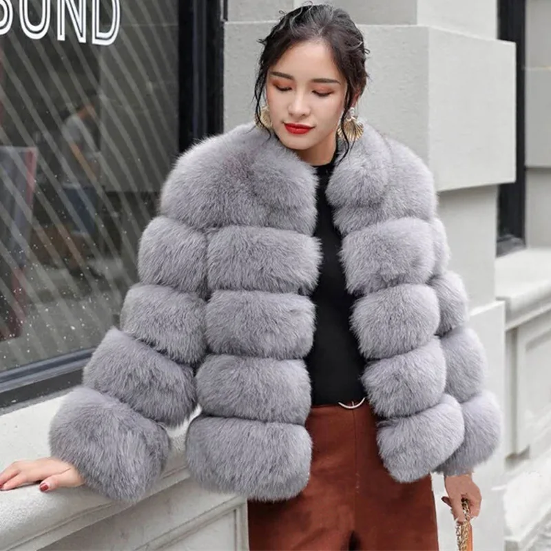 Fur Women's New Fur Coat Slim Standing Collar Fur Women