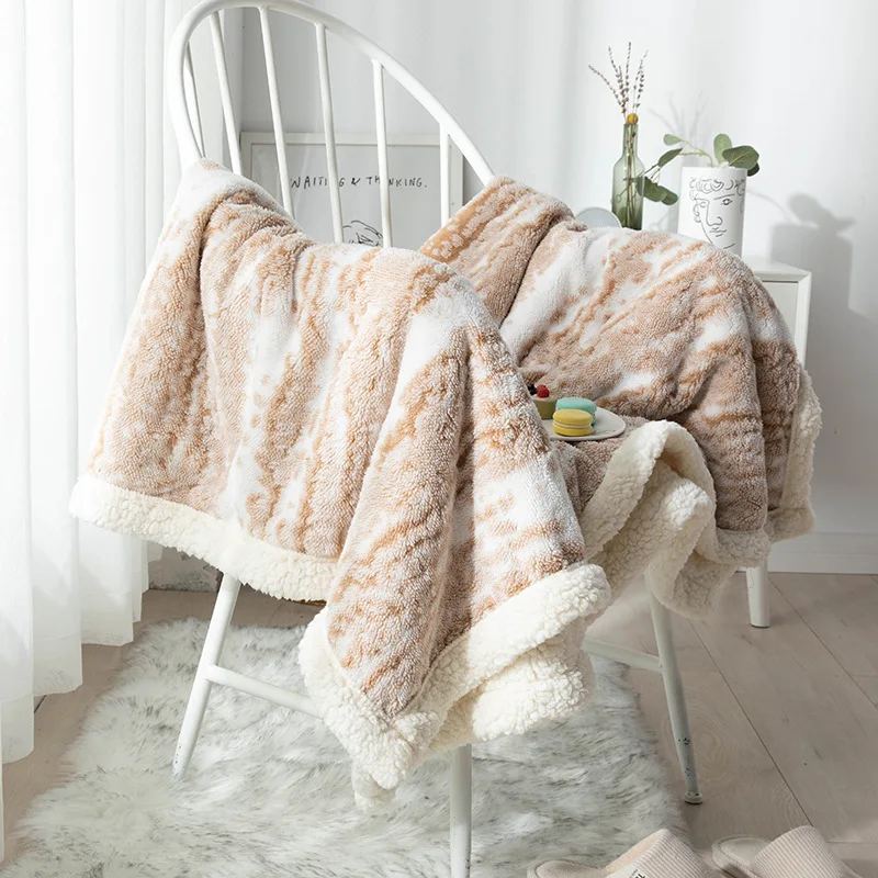 

Winter Flannel Blanket Solid Color Plaid Coral Blanket Fleece for Desk Sofa Thicken Plush Blanket Quilt Home Decor