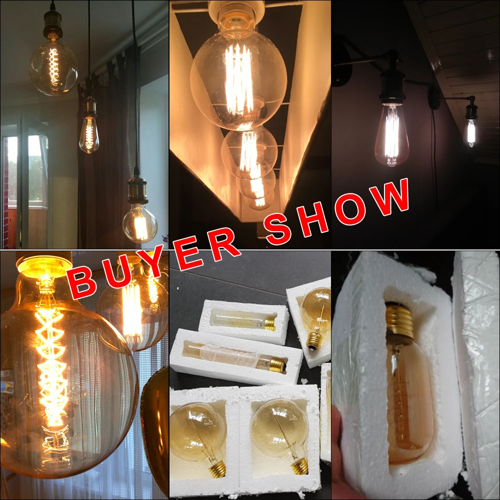 Retro Edison Bulb E27 220V 40W ST64 G80 G95 G125 Ampoule Vintage Edison Bulb Incandescent Lamp Filament Light Bulb Home Decor images - 6