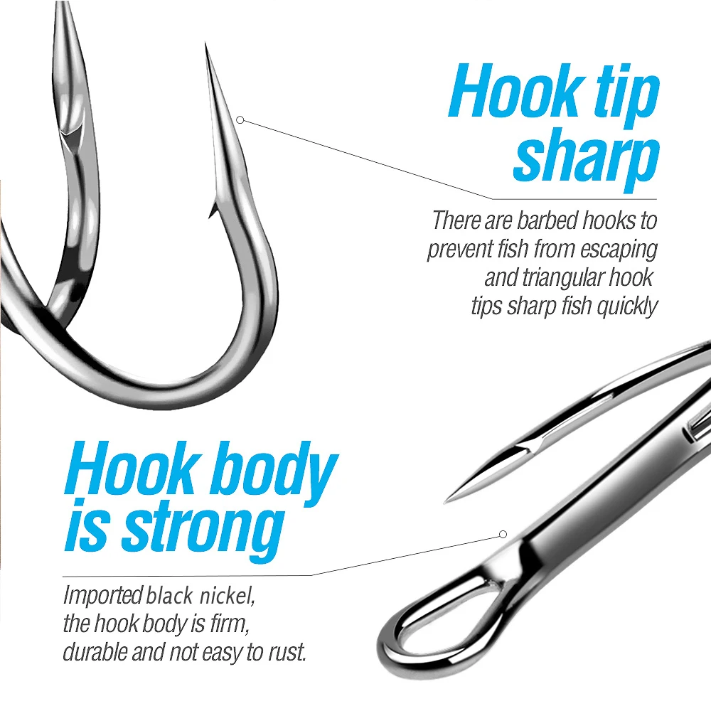

High Carbon Steel Treble Fishing Hooks 4# 6# 8# Bent Triple Fishhooks Set Anchor Hooks For Fishing Bait Крючки Для Рыбалки Pesca