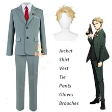 Anime Spy X Family Loid Forger Cosplay Costume Light Green Suit Short Blond Wig Twilight Outfit Shirt Tie Men Clothes Halloween