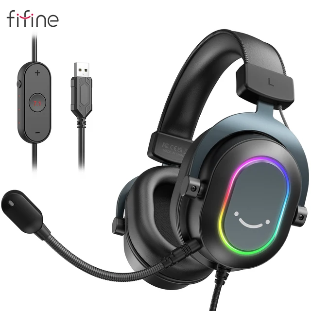 FIFINE RGB Gaming Headset with Mic - Immersive Sound Experience for PC and Consoles 1