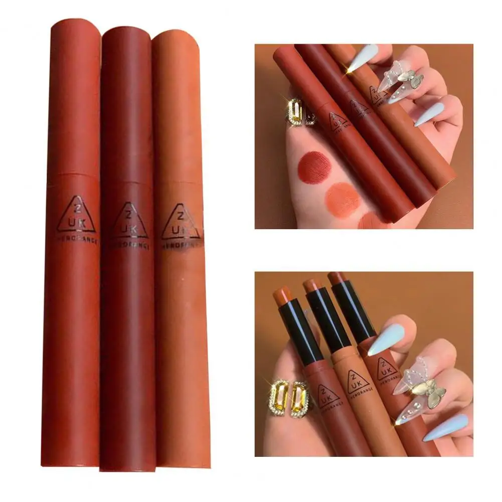 

3Pcs/Set 2.5g Velvet Lipstick Waterproof Vibrant Color High Saturation Beauty Cosmetic Lip Gloss for Party