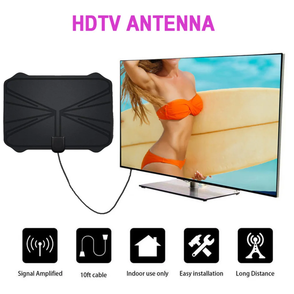 

New 4K Digital HDTV Aerial Indoor Amplified Antenna 1180 Miles Range HD1080P DVB-T2 Freeview TV