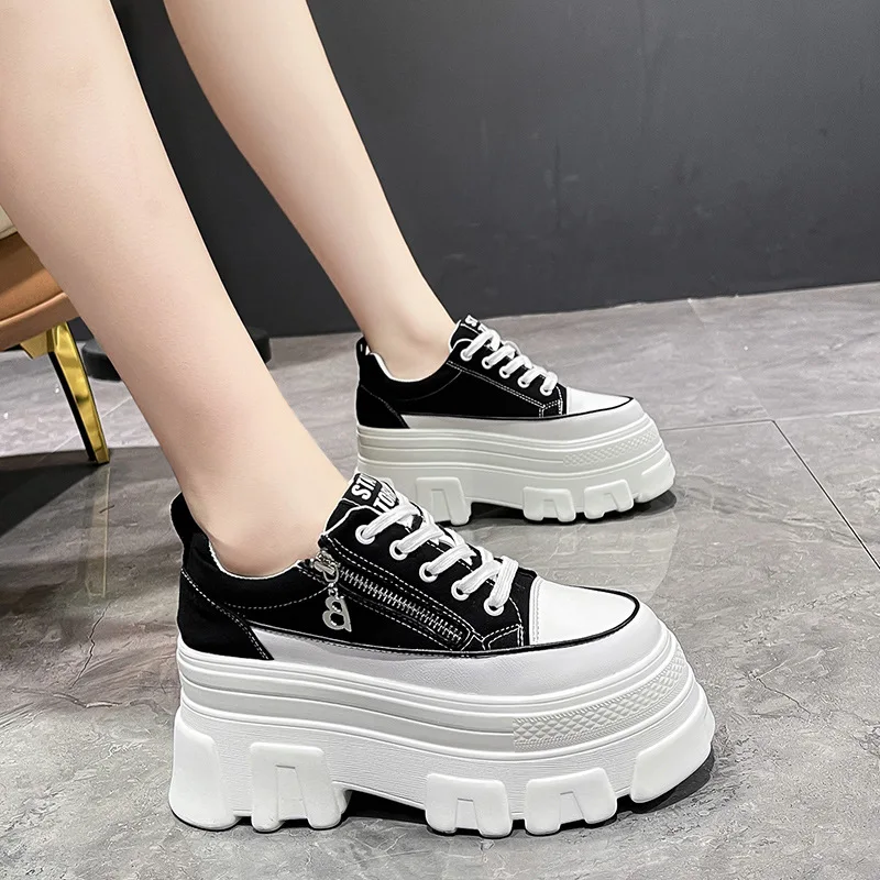 

Women Thick Soles Sneakers 2022 Spring Casual High Platform Shoes Breathable Female Vulcanized Shoes Woman Chunky Sneakers 9cm