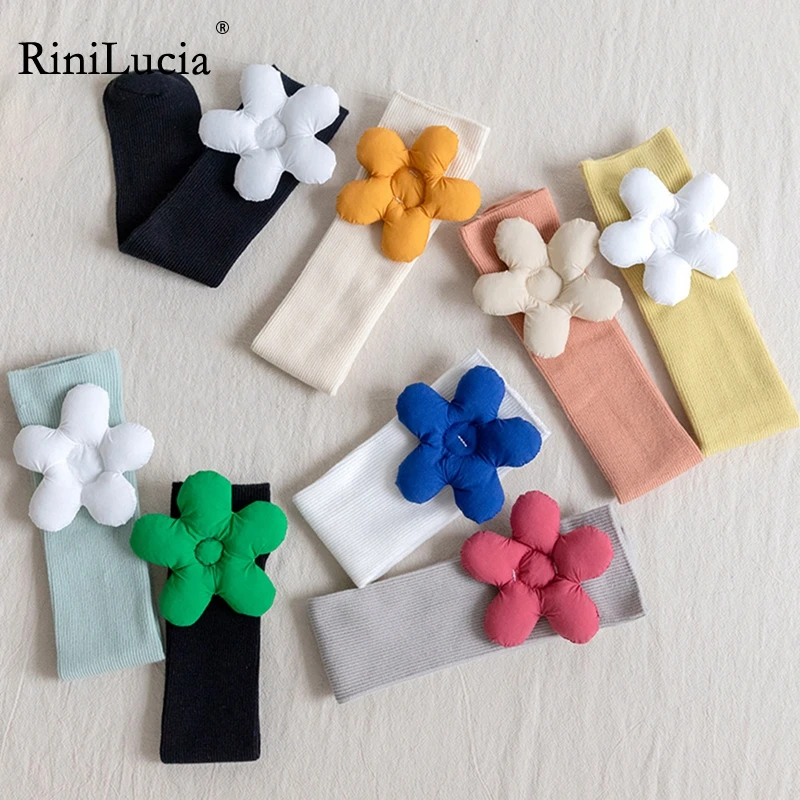 

Детские хлопковые носки до колена, с цветочным принтом