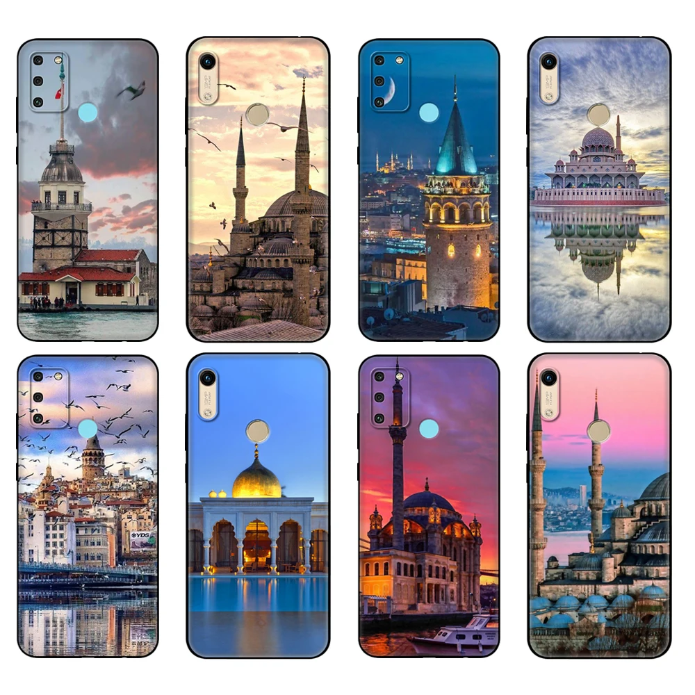 

Black tpu Case For Honor 8a Prime 8s 9 10X Lite 9A 9C 9X Premium Pro 9S Case Cover Turkey Istanbul Sceneary Building