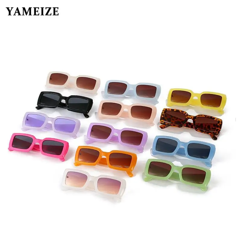 

YAMEIZE Small Rectangle Sunglasses Women Vintage Small Frame Jelly Color Eyewear Shades Uv Men Square Purple Sun Glasses Ladies