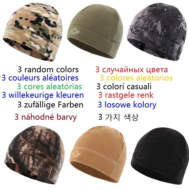 

Unisex Winter Beanie Men Women Military Fleece Cap Army Skullies Outdoor Hat Sports Thick Bonnet Cap Headwear Tactical 3pics Lot