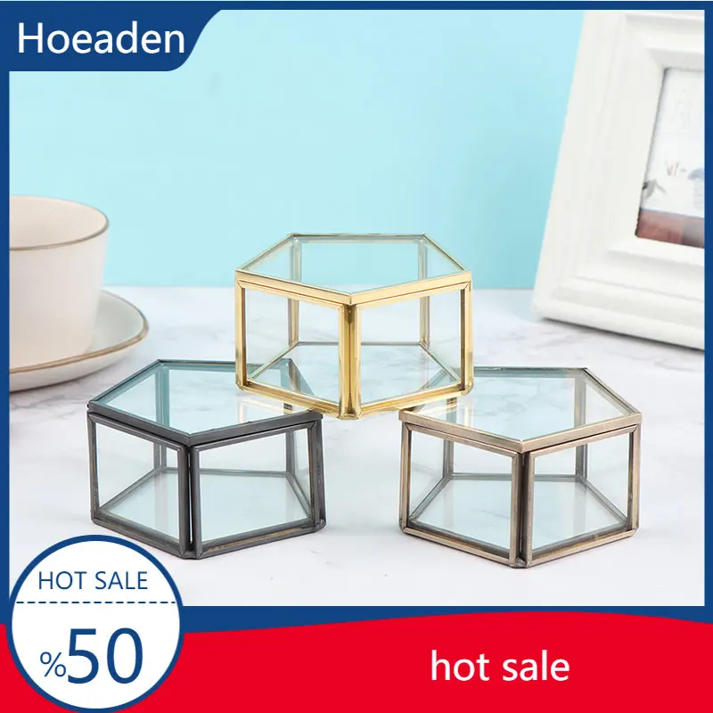 

1PC Geometrical Clear Glass Jewelry Box Jewelry Organizer Holder Ring Box