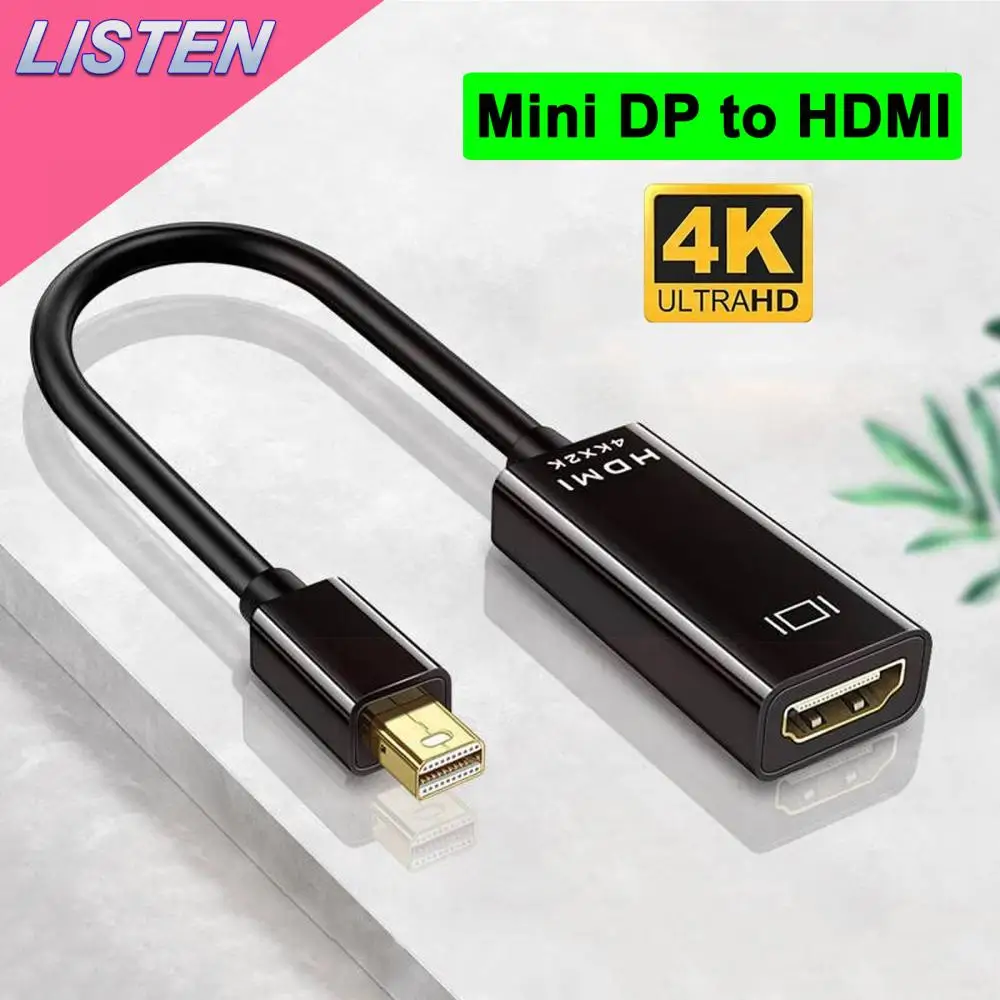 4K Mini DisplayPort to HDMI-Compatible Cable Mini DP Male to HDMI Female Adapter Thunderbolt 2 for Macbook Air HDTV PS5 Laptop