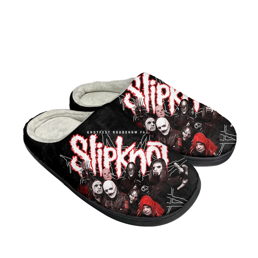 

Домашние хлопковые тапочки Slipknot с тяжелыми металлическими ремешками на заказ, мужские и женские плюшевые спальные повседневные теплые туф...