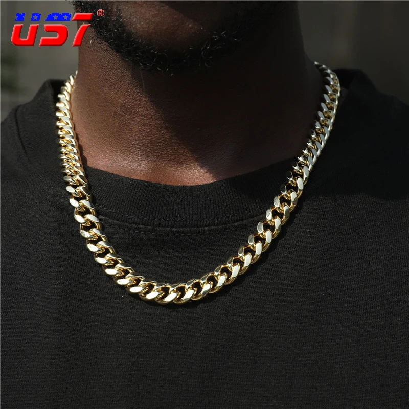 

US7 Men Women Hip hop Iced Out Bling Chain Necklace High Quality 12mm Miami Cuban Chain HipHop Necklaces Fashion Jewelry