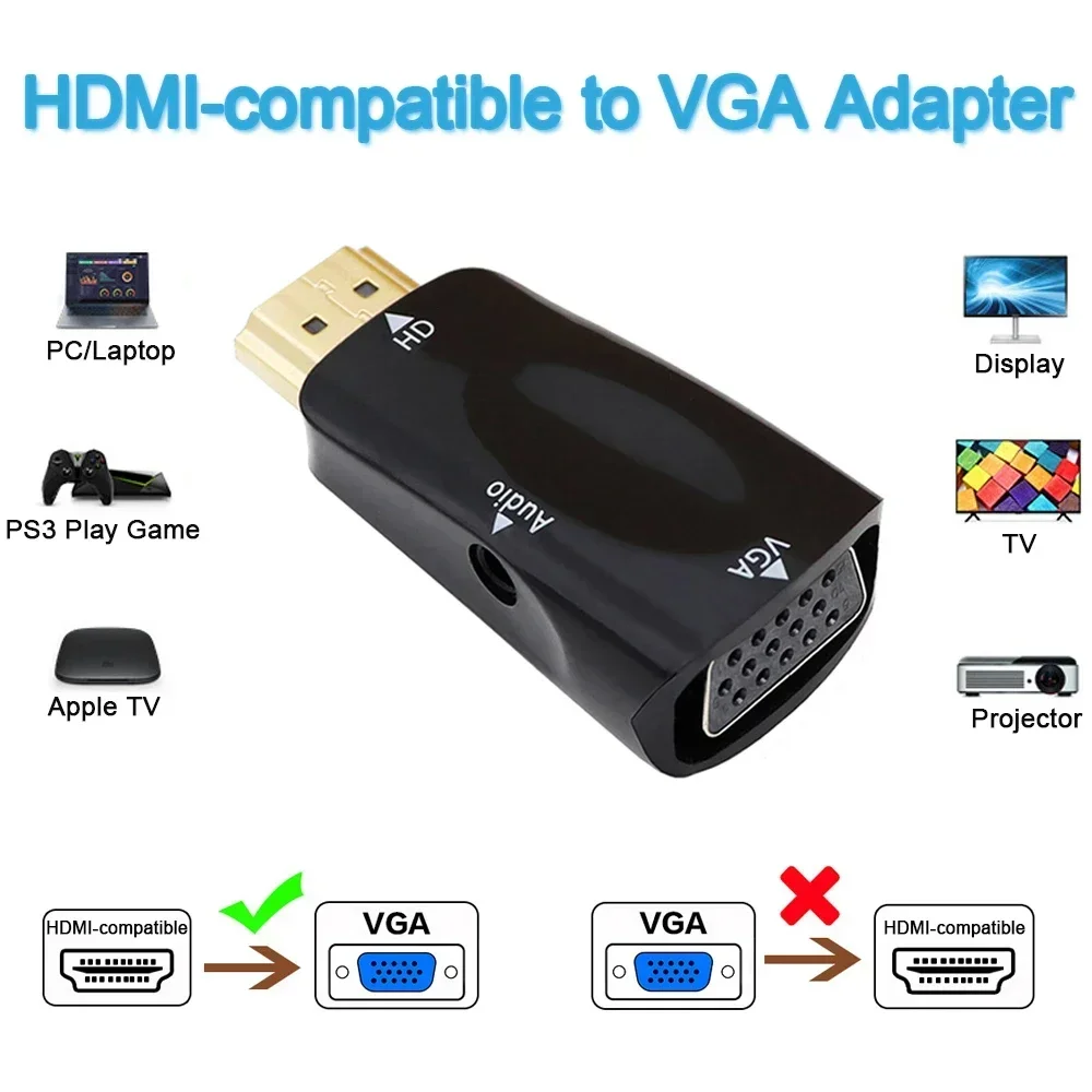 Совместим с адаптером VGA для видеокабеля компьютера монитора HDTV проектора