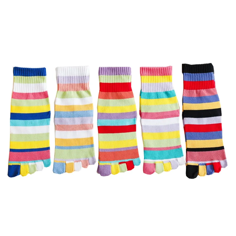 Multicolour Colour Splicing Toe Women Socks Cotton Fashion Sports Five Toed Socks Long Female Korean Style Happy Art Frau Socken