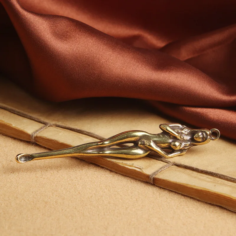 Чистая медь голая Женская фигурка ушной ложки подвески для брелока игрушка