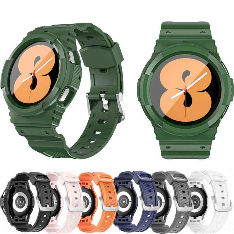 

Carbon fiber Band for Samsung Galaxy Watch 4 44mm 40mm TPU Rugged Case+sport bracelet Galaxy Watch 4 Classic 46mm 42mm strap