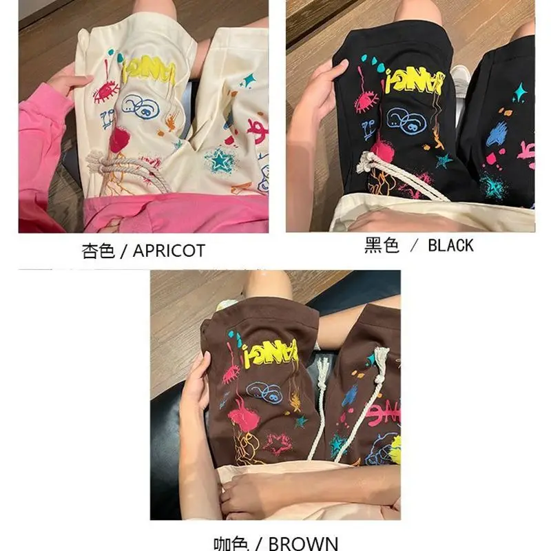STSVZORR Y2K Graffiti Casual Shorts Women's 2023 Summer High Street Loose Versatile Basketball Sports Shorts