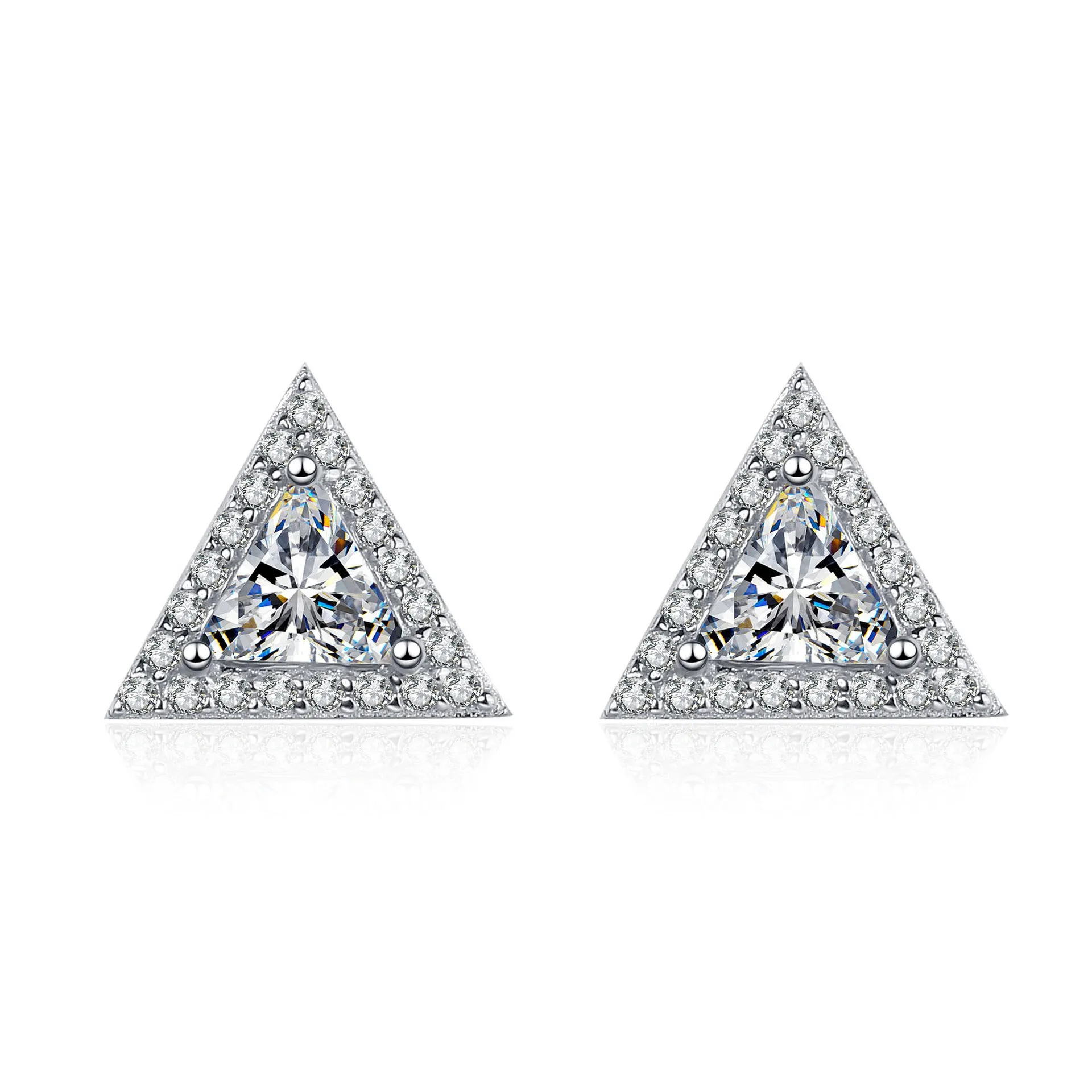 AZ590-E Lefei Fashion Luxury Elegant 1ct Diamond-set Moissanite Classic Triangle Earring For Women 925 Silver Party Jewelry Gift