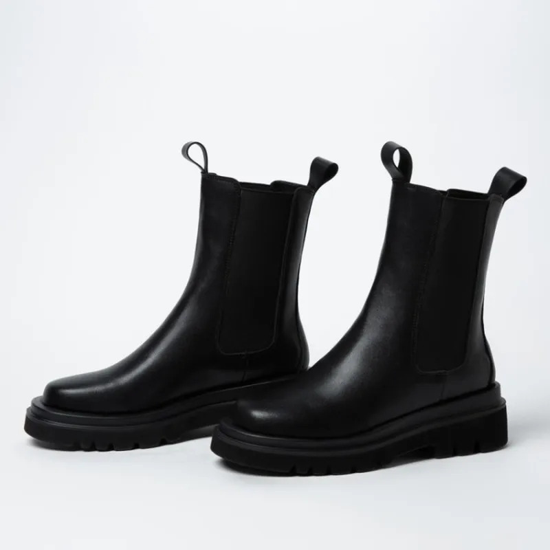 winter The New fashion Round head Elasticity boots black student Casual Comfortable Thick heel Women boots size 34-42