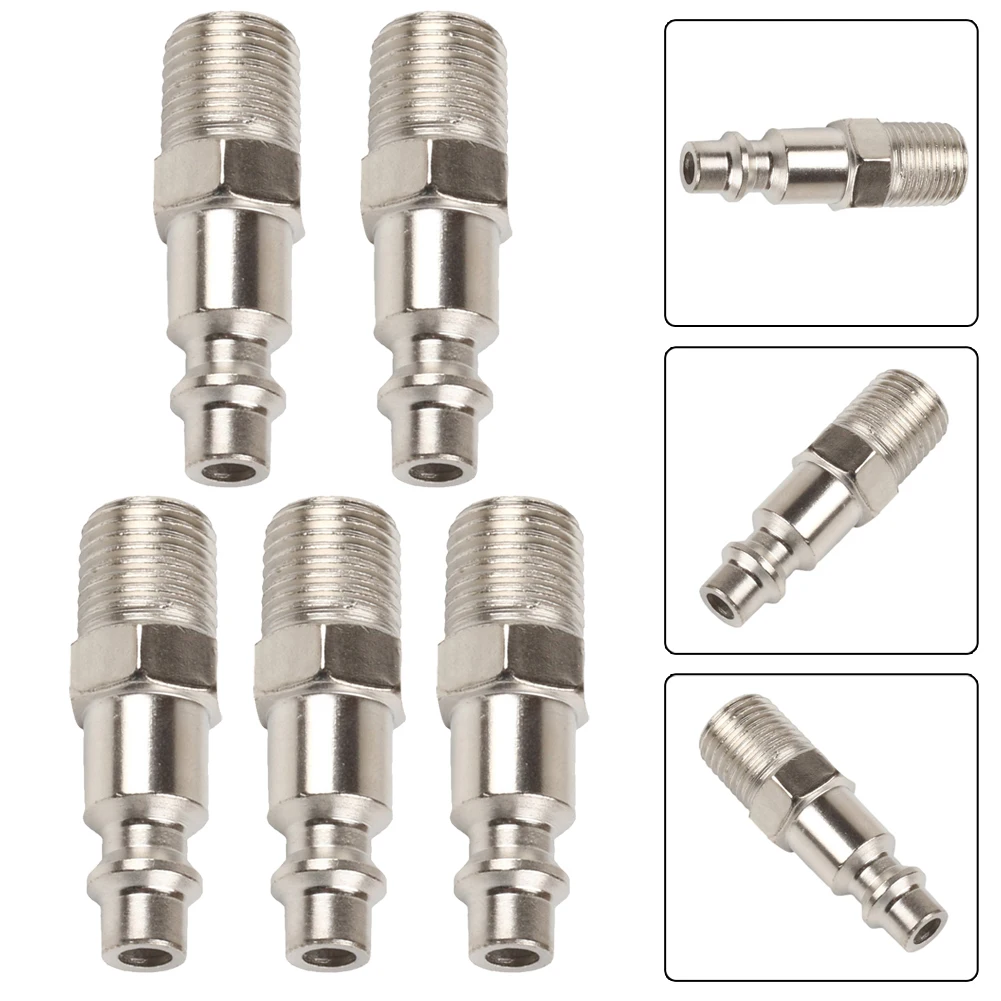 

Durable High Quality Practical Quick Adapters Air Hoses Silver Valve Structure Wear Resistant 215PSI 45mm 5Pcs